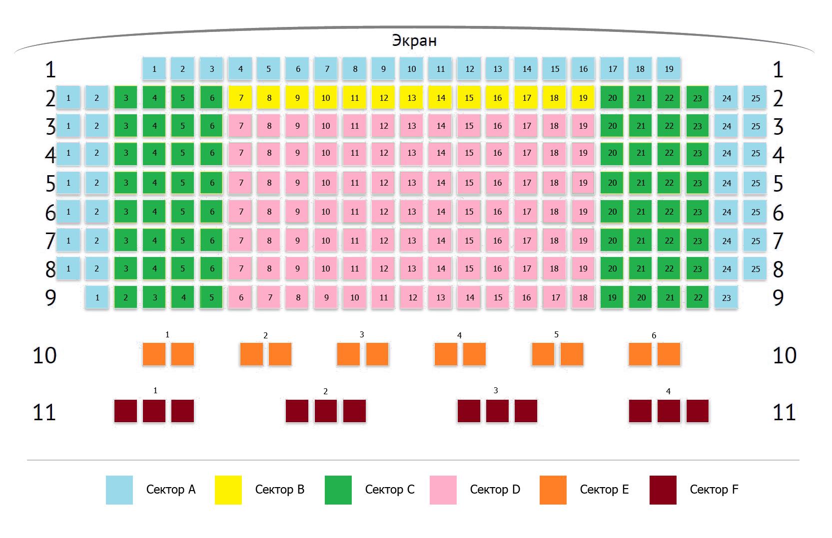 Места в кинотеатре схема